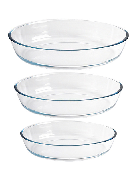 GOODHOMES Set Of 3 Transparent Solid Glass Oval Baking Tray - Image 2