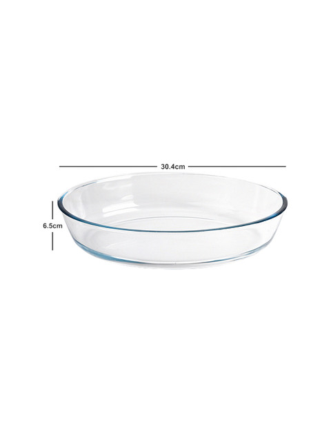GOODHOMES Set Of 3 Transparent Solid Glass Oval Baking Tray - Image 4