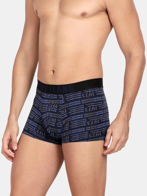 Pepe Jeans Men Navy Blue & Blank Printed Comfort-Fit Pure Cotton Trunk - Image 3
