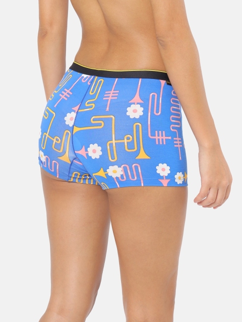 bummer Women Printed Micro Modal Dixie Blues Mid Rise Boy Shorts - Image 4