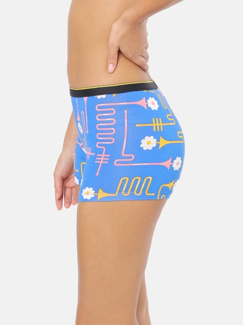 bummer Women Printed Micro Modal Dixie Blues Mid Rise Boy Shorts - Image 2