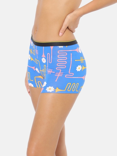 bummer Women Printed Micro Modal Dixie Blues Mid Rise Boy Shorts - Image 3