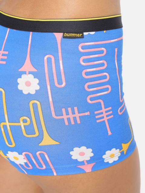 bummer Women Printed Micro Modal Dixie Blues Mid Rise Boy Shorts - Image 5