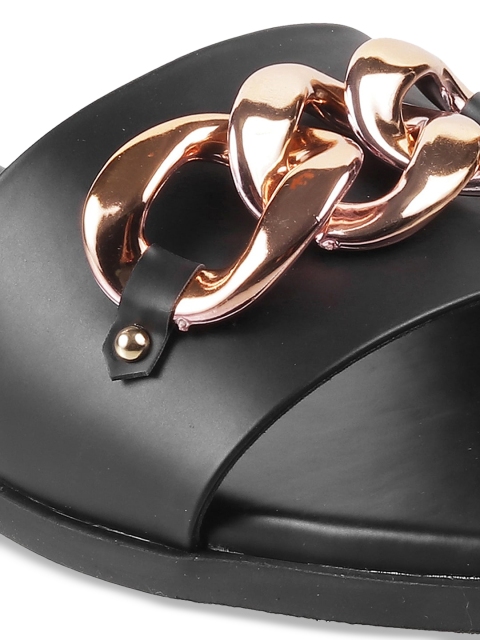Mochi Women Black Open Toe Flats - Image 6