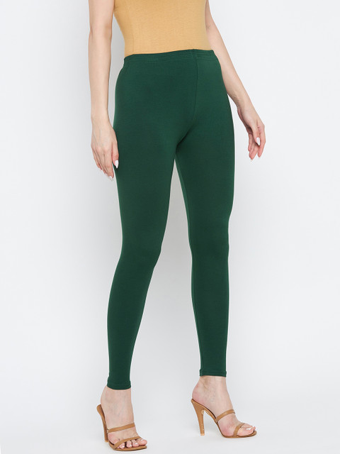 Clora Creation Women Green Solid Ankle Length Leggings - Image 2