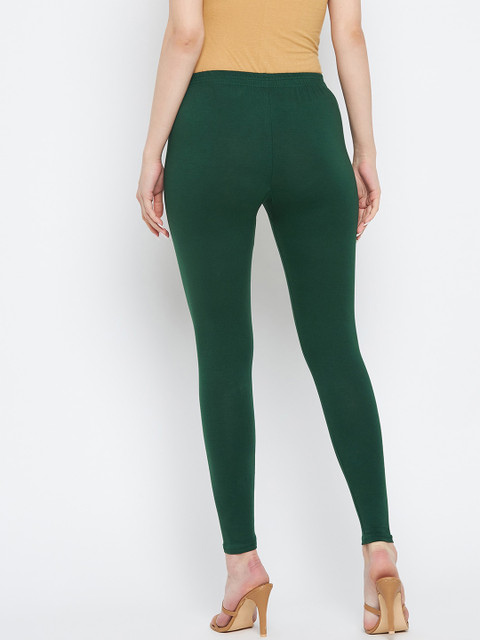 Clora Creation Women Green Solid Ankle Length Leggings - Image 4