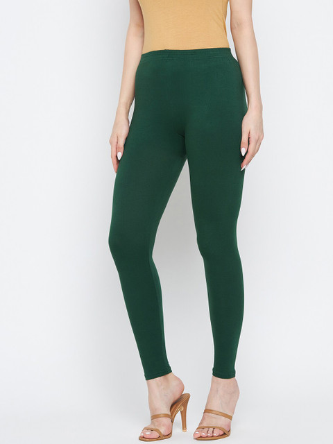 Clora Creation Women Green Solid Ankle Length Leggings - Image 3