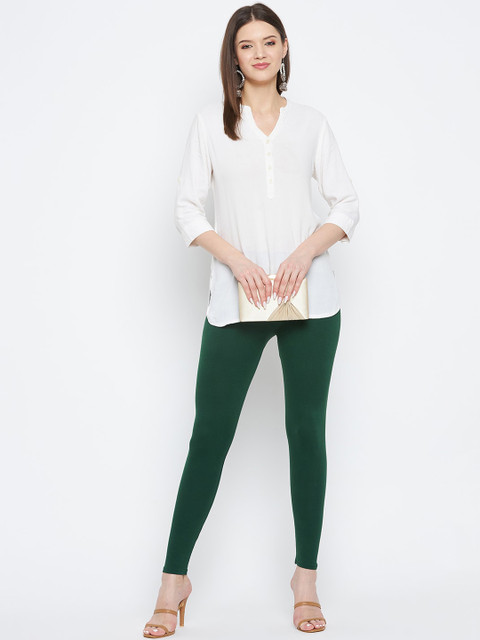 Clora Creation Women Green Solid Ankle Length Leggings - Image 5