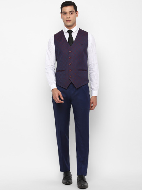 Allen Solly Men Navy Blue Solid Slim-Fit Single-Breasted Three-Piece Formal Suit - Image 6