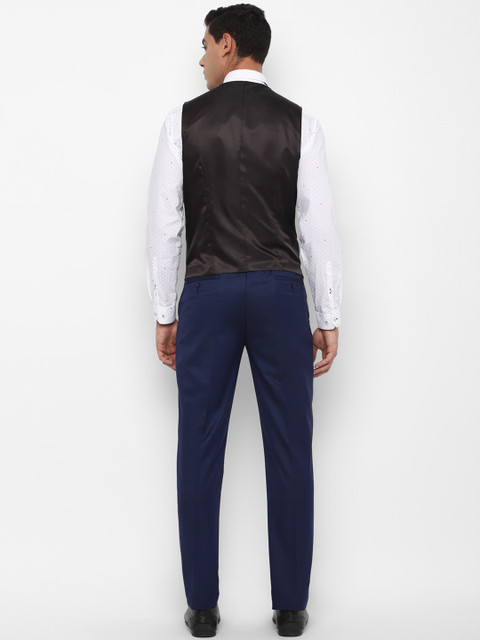 Allen Solly Men Navy Blue Solid Slim-Fit Single-Breasted Three-Piece Formal Suit - Image 5
