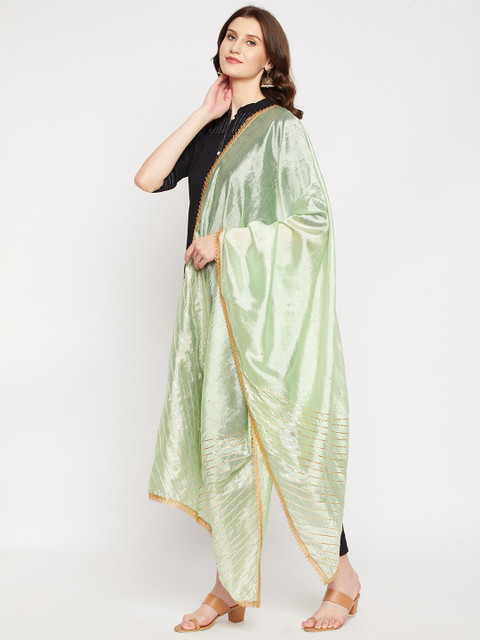 Clora Creation Green Gotta Patti Sequinned Dupatta - Image 3