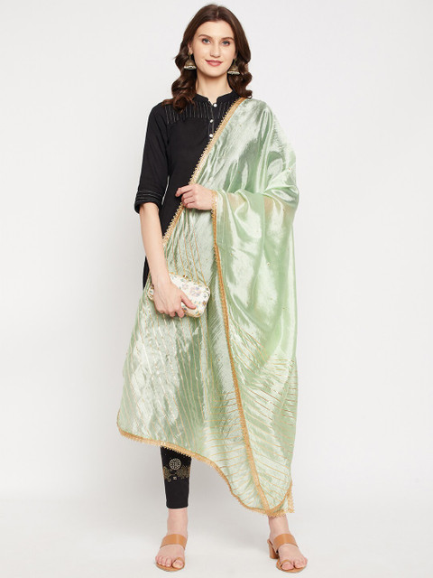 Clora Creation Green Gotta Patti Sequinned Dupatta - Image 5