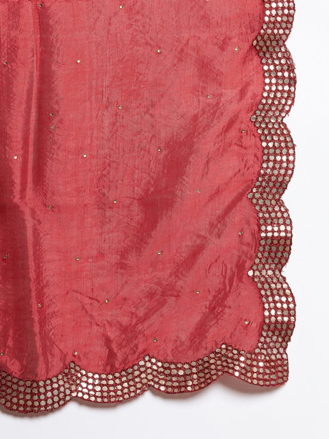 Clora Creation Maroon Embroidered Dupatta with Mirror Work - Image 2