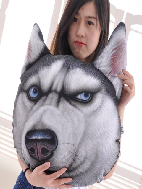 SKYLOFTS Kids Grey Dog Shape Pillow 3D Cushion - Image 2