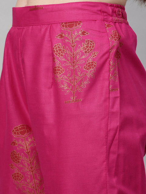 KALINI Women Pink Floral Printed Kurta with Trousers & With Dupatta