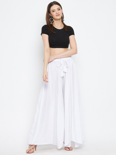 Clora Creation Women White Flared Ethnic Palazzos - Image 5