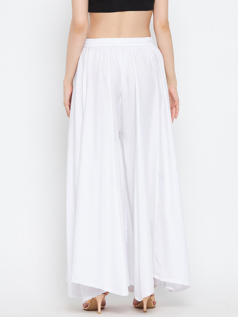 Clora Creation Women White Flared Ethnic Palazzos - Image 4
