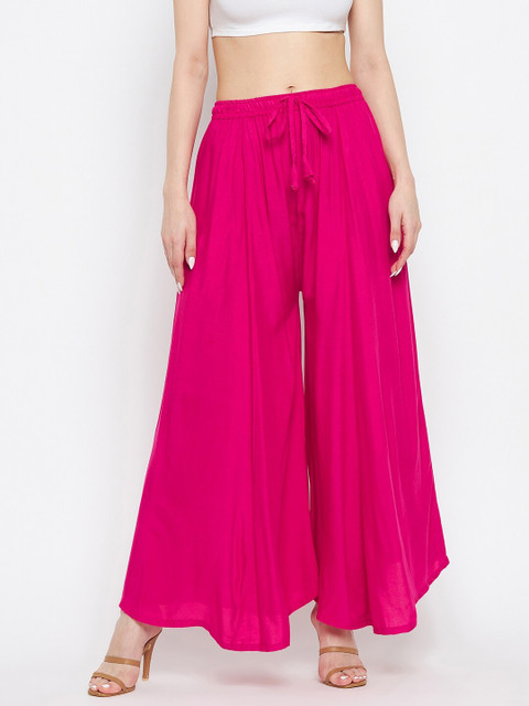 Clora Creation Women Magenta Flared Ethnic Palazzos