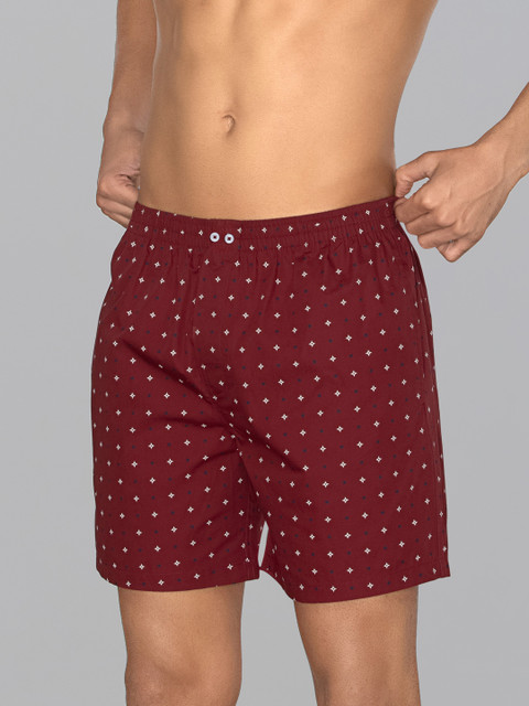 XYXX Men Printed Astor Maroon Super Combed Cotton Boxer Shorts - Image 2