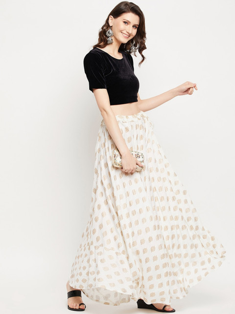 Clora Creation Women Cream Printed Maxi Skirt - Image 4