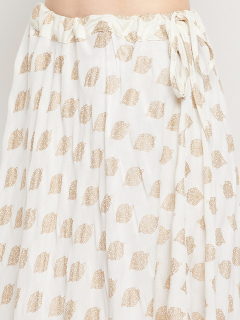 Clora Creation Women Cream Printed Maxi Skirt - Image 5