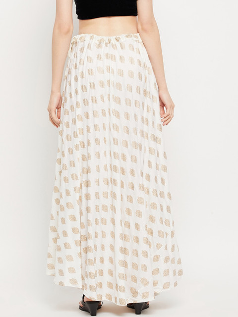 Clora Creation Women Cream Printed Maxi Skirt - Image 3