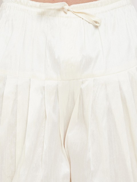 VASTRAMAY Men Cream Coloured Silk Blend Cowl Dhoti Pant - Image 5
