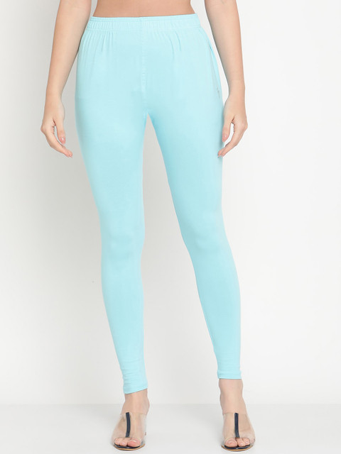 TAG 7 Women Maroon & Blue Solid Ankle-Length Leggings Pack Of 2 - Image 2