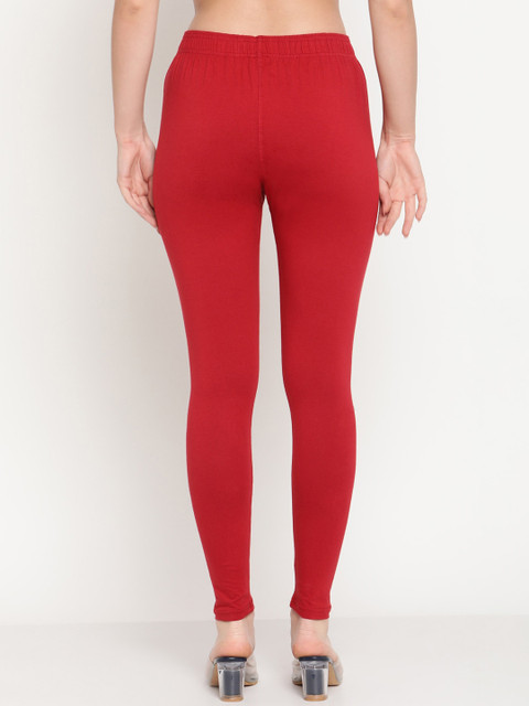 TAG 7 Women Maroon & Blue Solid Ankle-Length Leggings Pack Of 2 - Image 4