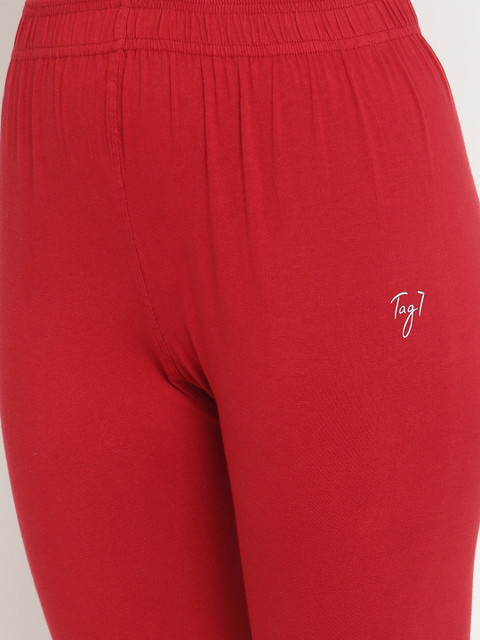 TAG 7 Women Maroon & Blue Solid Ankle-Length Leggings Pack Of 2 - Image 6