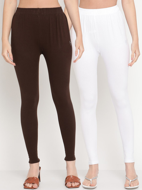 TAG 7 Women Pack Of 2 Solid Comfort-Fit Ankle-Length Leggings
