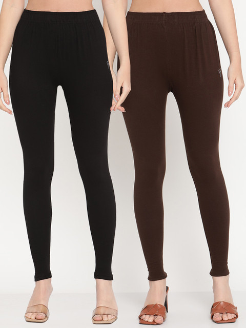 TAG 7 Women Pack Of 2 Solid Ankle-Length Leggings