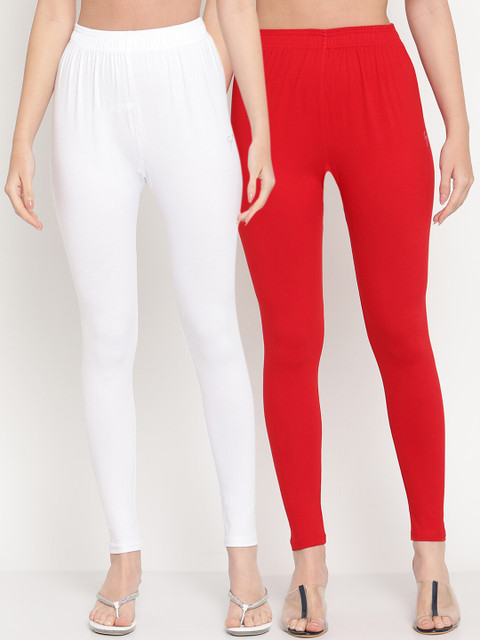 TAG 7 Women Pack Of 2 Solid Ankle-Length Leggings