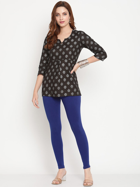 TAG 7 Women Blue & Yellow Pack Of 2 Solid Comfort-Fit Ankle-Length Leggings - Image 5