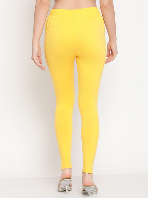 TAG 7 Women Blue & Yellow Pack Of 2 Solid Comfort-Fit Ankle-Length Leggings - Image 3
