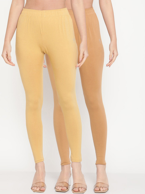TAG 7 Women Set of 2 Beige Ankle Length Leggings