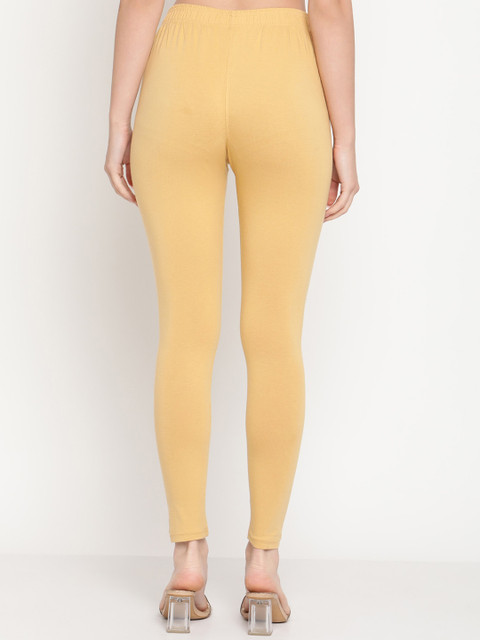 TAG 7 Women Pack Of 2 Beige & Turquoise Blue Solid Ankle-Length Leggings - Image 4