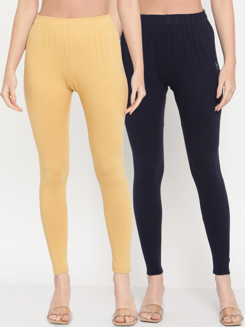 TAG 7 Women Pack Of 2 Solid Comfort-Fit Ankle-Length Leggings