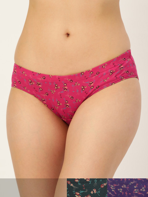 Leading Lady Women Pack of 3 Pure Cotton Floral Printed Hipster Briefs HP-9043-3