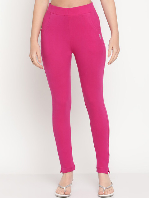 TAG 7 Set Of 2 Green & Pink Solid Leggings - Image 2