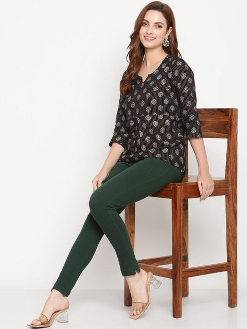 TAG 7 Set Of 2 Green & Pink Solid Leggings - Image 5