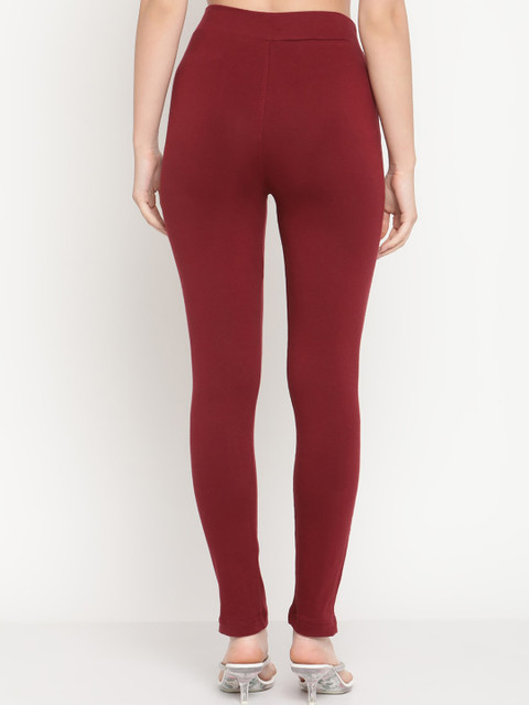 TAG 7 Set Of 2 Maroon & Navy Blue Solid Leggings - Image 3