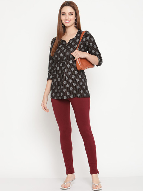 TAG 7 Set Of 2 Maroon & Navy Blue Solid Leggings - Image 5