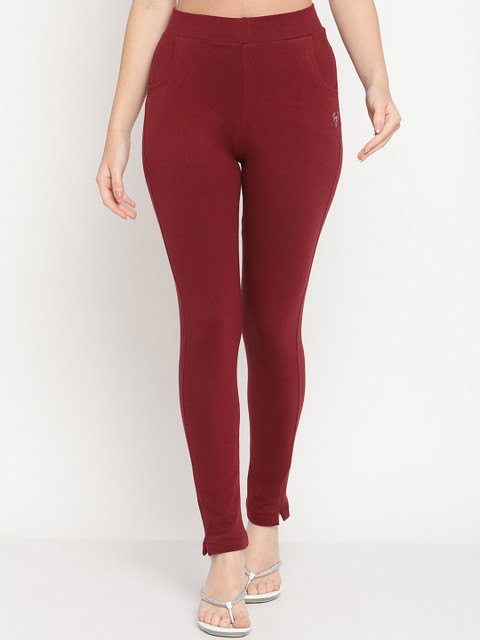 TAG 7 Set Of 2 Maroon & Navy Blue Solid Leggings - Image 2