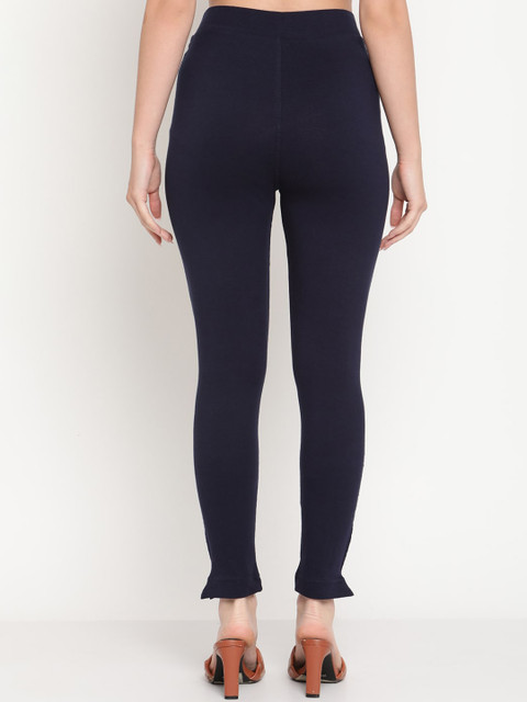 TAG 7 Set Of 2 Maroon & Navy Blue Solid Leggings - Image 4