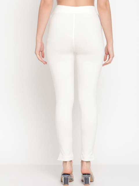 TAG 7 Women Set of 2 Navy Blue & Off White Ankle Length Leggings - Image 3