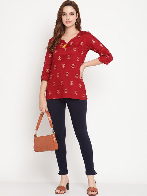 TAG 7 Women Pack of 2 Navy Blue & White Solid Kurti Pants - Image 5