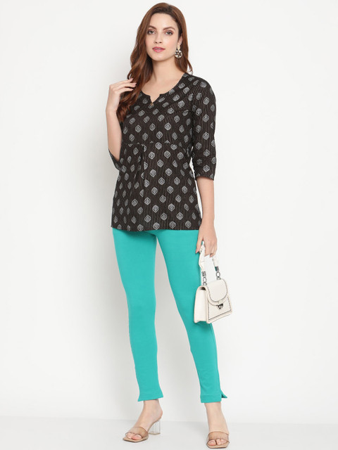TAG 7 Set Of 2 Turquoise Blue & White Solid Leggings - Image 5