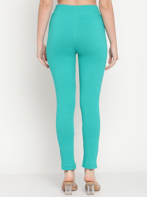 TAG 7 Set Of 2 Turquoise Blue & White Solid Leggings - Image 4