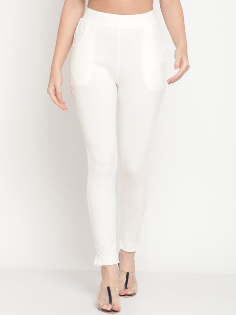 TAG 7 Set Of 2 Turquoise Blue & White Solid Leggings - Image 2